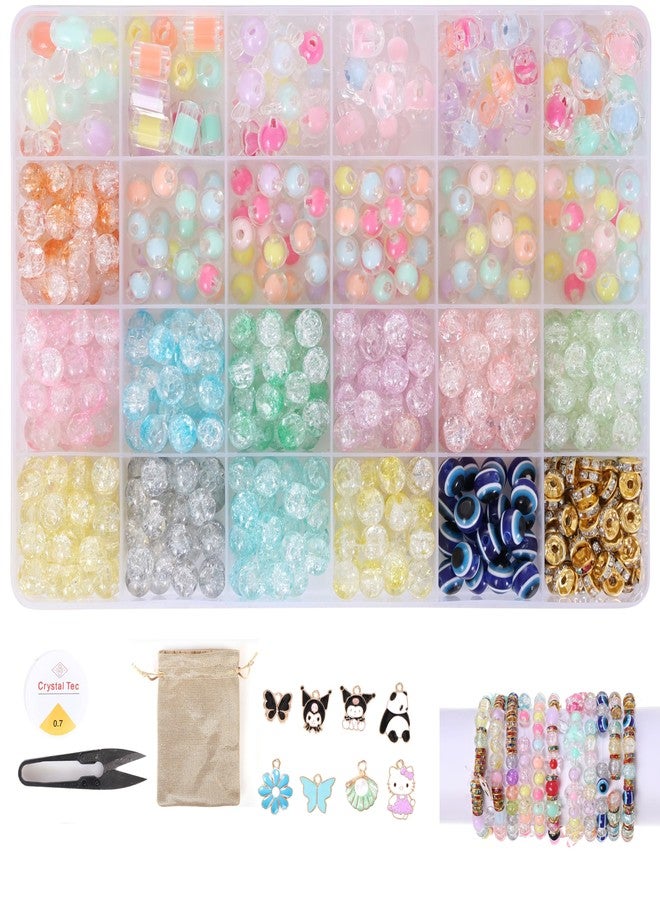 Ambitieux Children Jewelry Making Craft Bracelet Kits Set For Kids-DIY 24 Compartment Box,700+ Colorful Beads,Ear Hangings,Lobster Locks & Rings ,8 Pcs of Charms With Accessories,Multicolor - Image 1